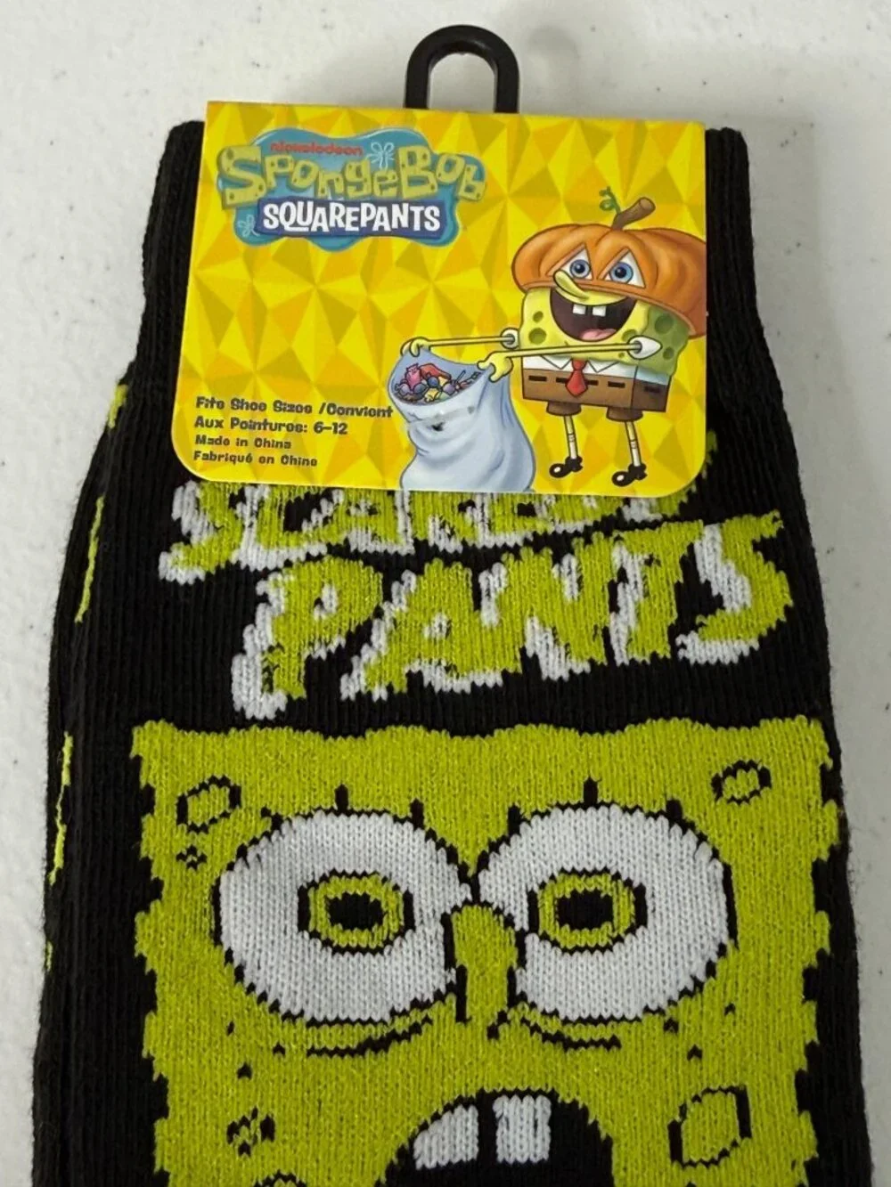 SpongeBob SquarePants Halloween Crew Socks Black Size 6-12 NWT